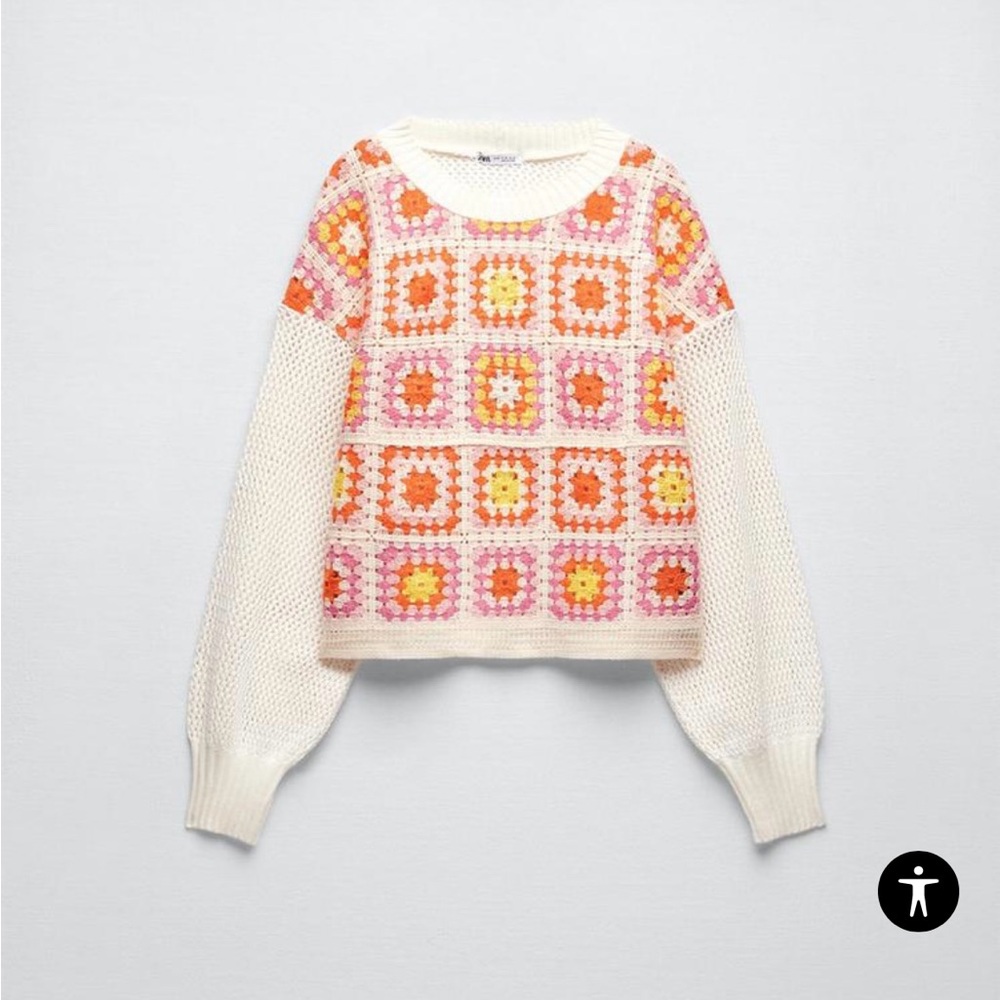 Zara Chenille Crocheted Sweater